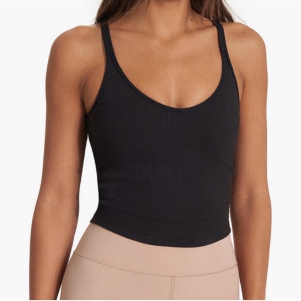 Vuori Black Ribbed Tank Top